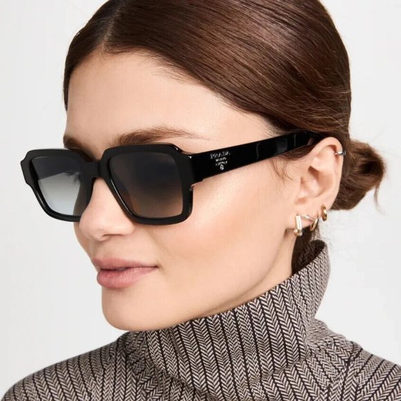 Prada Accessories - Prada PR 02ZS Square Sunglasses Black Plastic Dark Grey Gradient Silver Unisex